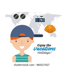 enjoy the vacations holidays vector illustration design