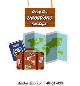 enjoy the vacations holidays vector illustration design