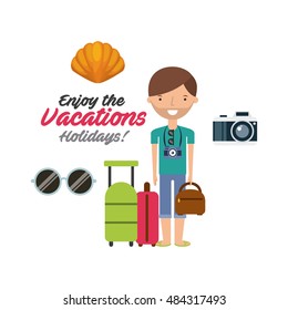 enjoy the vacations holidays vector illustration design