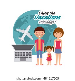 enjoy the vacations holidays vector illustration design