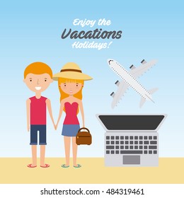 enjoy the vacations holidays vector illustration design
