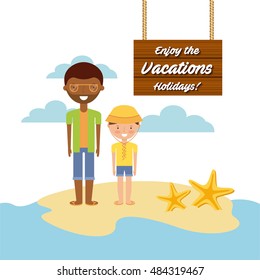 enjoy the vacations holidays vector illustration design