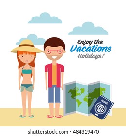 enjoy the vacations holidays vector illustration design