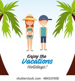 enjoy the vacations holidays vector illustration design