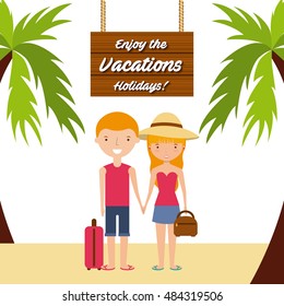 enjoy the vacations holidays vector illustration design