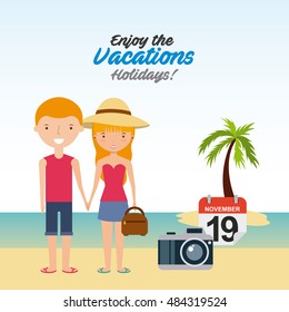 enjoy the vacations holidays vector illustration design