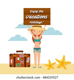 enjoy the vacations holidays vector illustration design