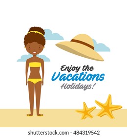 enjoy the vacations holidays vector illustration design