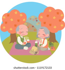 Enjoy the view autumn leaves about senior citizens