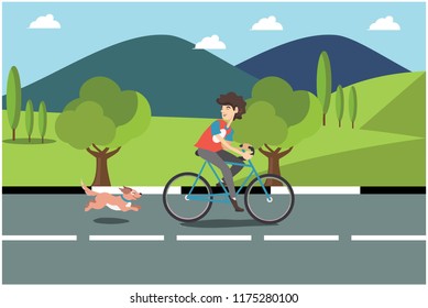 enjoy the view of riding a bicycle, vector illustration