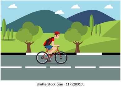 enjoy the view of riding a bicycle, vector illustration