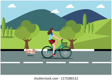 enjoy the view of riding a bicycle, vector illustration