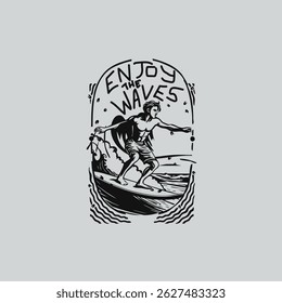 Aproveite o design gráfico vetorial de surfista de ondas