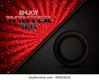 Enjoy winter sales concept.Tire vector.