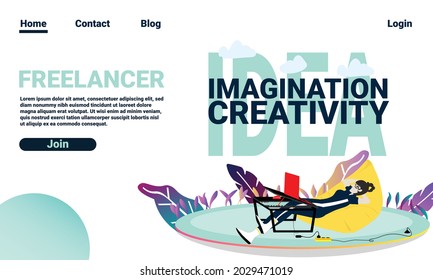 Enjoy working of freelancer, Website homepage header landing web page template.
