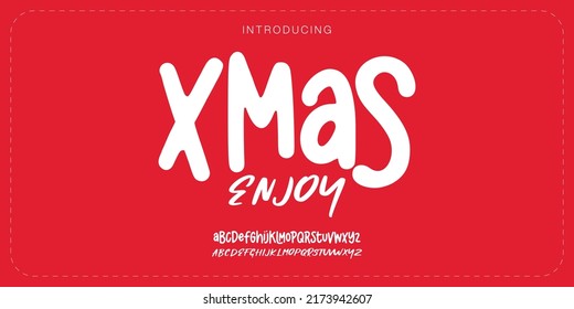 Enjoy xmas alphabet duo elegant letter font. elegant classic Typography lettering handwritten, decorative playful concept. vector illustration