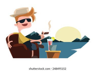 Enjoy you holiday vacation vector illustration cartoon character