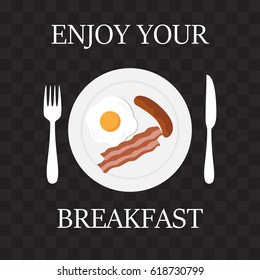 Enjoy Your Breakfast' message vector illustration