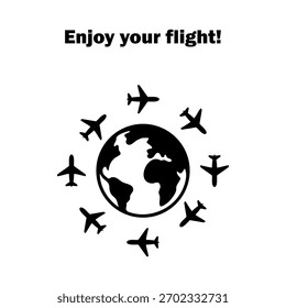 Disfruta de tu tipografía de vuelo con Globe y aviones. Gráfico de viaje para uso internacional de aventura y aviación. Ideal para contenido relacionado con la aviación, promociones de viajes o Anuncios digitales. 