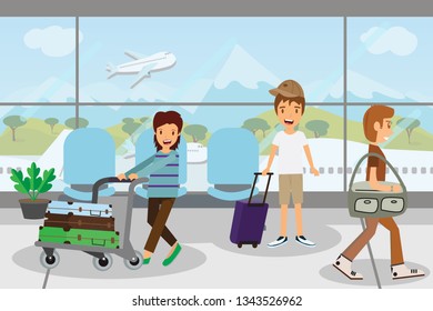 Enjoy your holiday travel trip around the world at airport terminal - vector illustration Eps 10.