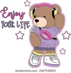 enjoy your life bear cute star teddy