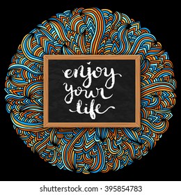 Enjoy your life poster over bright background, vector illustration