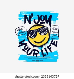 enjoy your life typography graphic for print t shirt, vector illustration, street wear.worldwide.