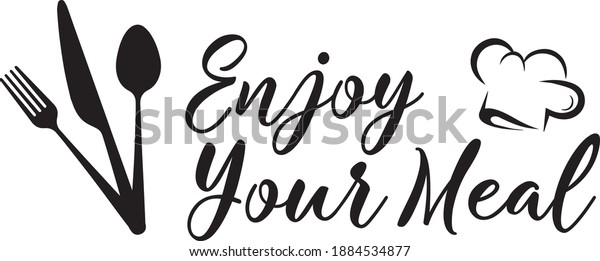 enjoy-your-meal-decorative-quote-design-stock-vector-royalty-free