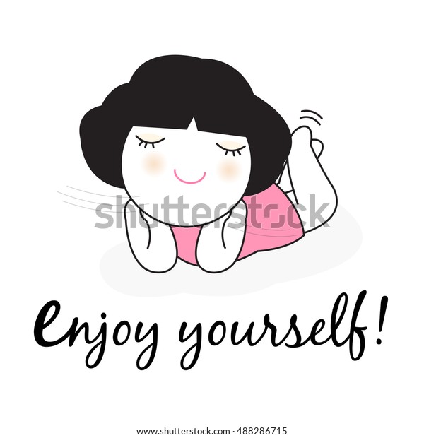 Enjoy Yourself Card Character Illustration เวกเตอร์สต็อก (ปลอดค่า ...