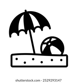 Enjoy yourself on the side of beach with flat vector icon