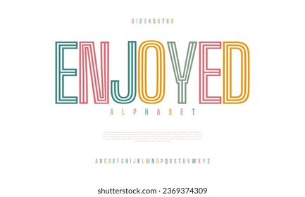 Enjoyed creative modern urban alphabet font. Digital abstract moslem, futuristic, fashion, sport, minimal technology typography. Simple numeric vector illustration