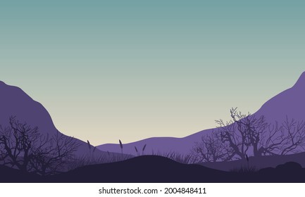 Enjoying the beautiful view of the mountains from the out of the city in the Sunny morning. Vector illustration of a city