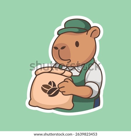 Enjoying Capybara Cofee Set Adorable Illustration