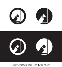 Enjoying cat vector logo template design 