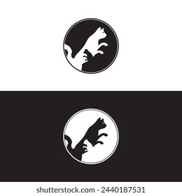 Enjoying cat vector logo template design 