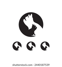 Enjoying cat vector logo template design 