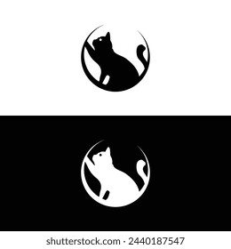 Enjoying cat vector logo template design 