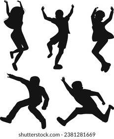 Enjoying Children's Silhouettes flat vector

