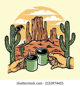 Enjoying coffee in the desert