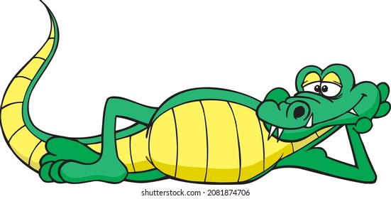 Enjoying Crocodile Lying Down Vector Image
