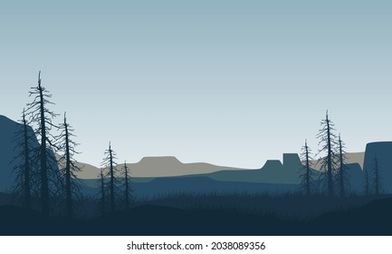 Enjoying the fresh morning atmosphere of the natural scenery from the edge of the city. Vector illustration of a city