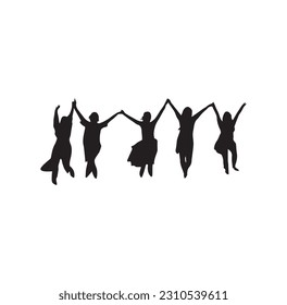 Enjoying friends silhouette vector art