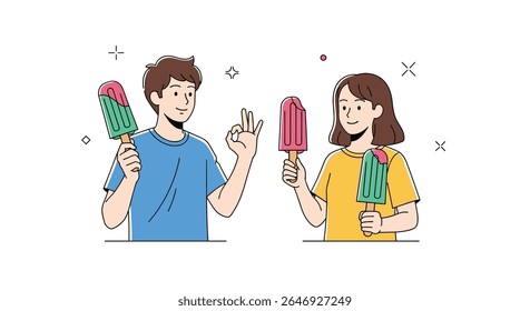 Enjoying Frozen Treats on a Warm Day People Holding Delicious Popsicles