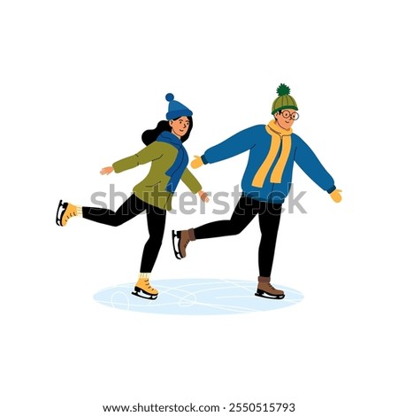Enjoying a fun ice skating session at a winter outdoor rink with friends