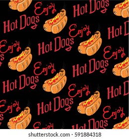 Enjoying Hot dog with glasses  pattern for package