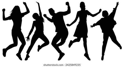 Enjoying or Jumping Silhouettes vector art