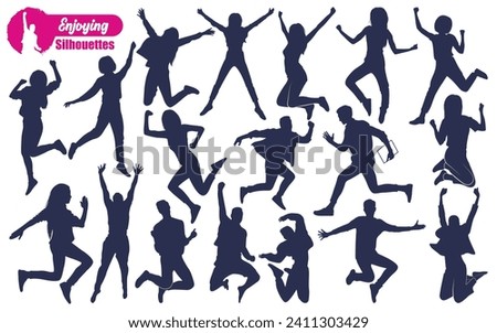 Enjoying or Jumping Silhouettes vector art