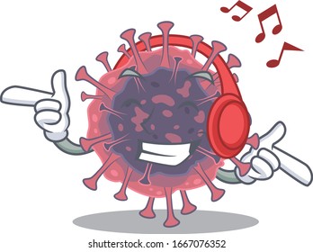 enjoying music microbiology coronavirus cartoon mascot design