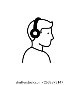 Enjoying Music Person Headphones White Background Serene Personal Audio Entertainment