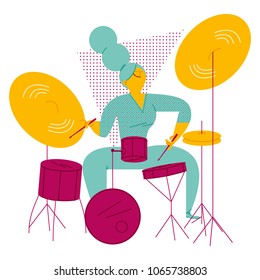 ENJOYING MUSIC WITH RHYTHM. HAPPY DRUMMER.
Serie of funny illustrations with cool musicians and instruments.